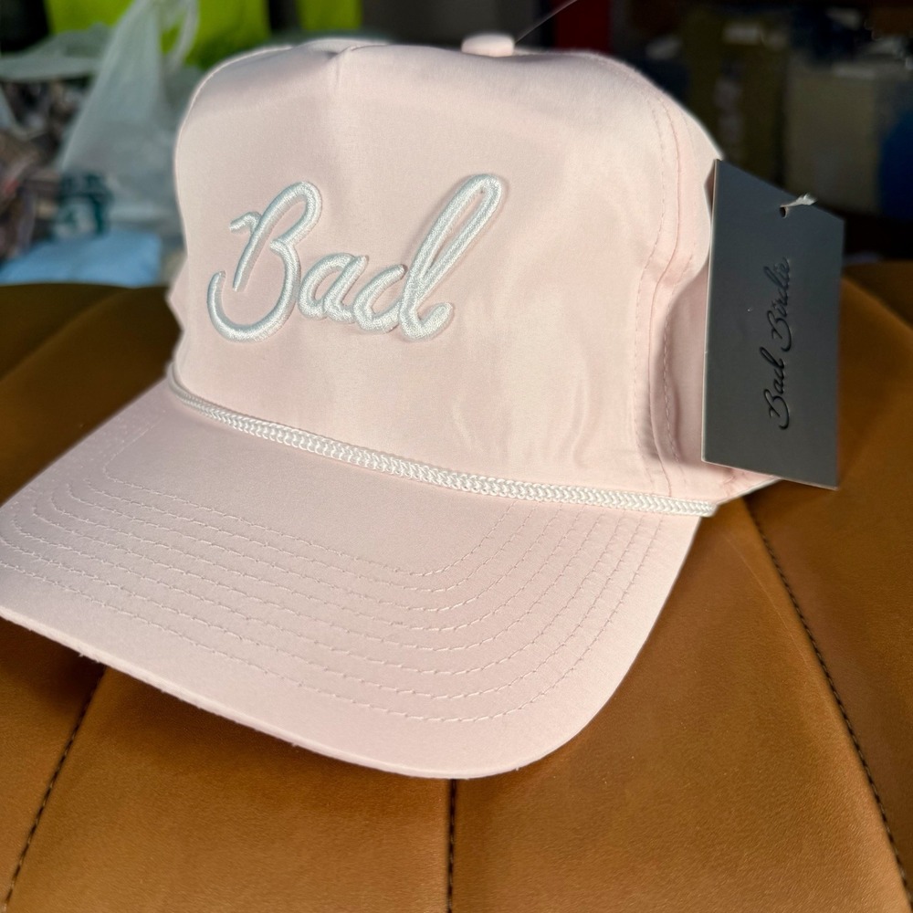 NEW Bad Birdie Golf Hat Cap Mens Pink Rope Snapback Spell Out Embroidered